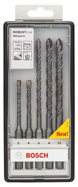 Bosch Accessories 2607019927 Hartmetall Hammerbohrer-Set 5teilig 5 mm, 6 mm, 6 mm, 8 mm, 10mm SDS-Plus 1 Set