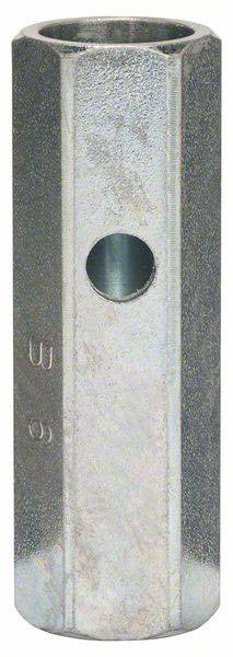 Metallene Zündkerzennuss mit sechseckiger Form und seitlichem Loch, verwendet zum Entfernen und Installieren von Zündkerzen.