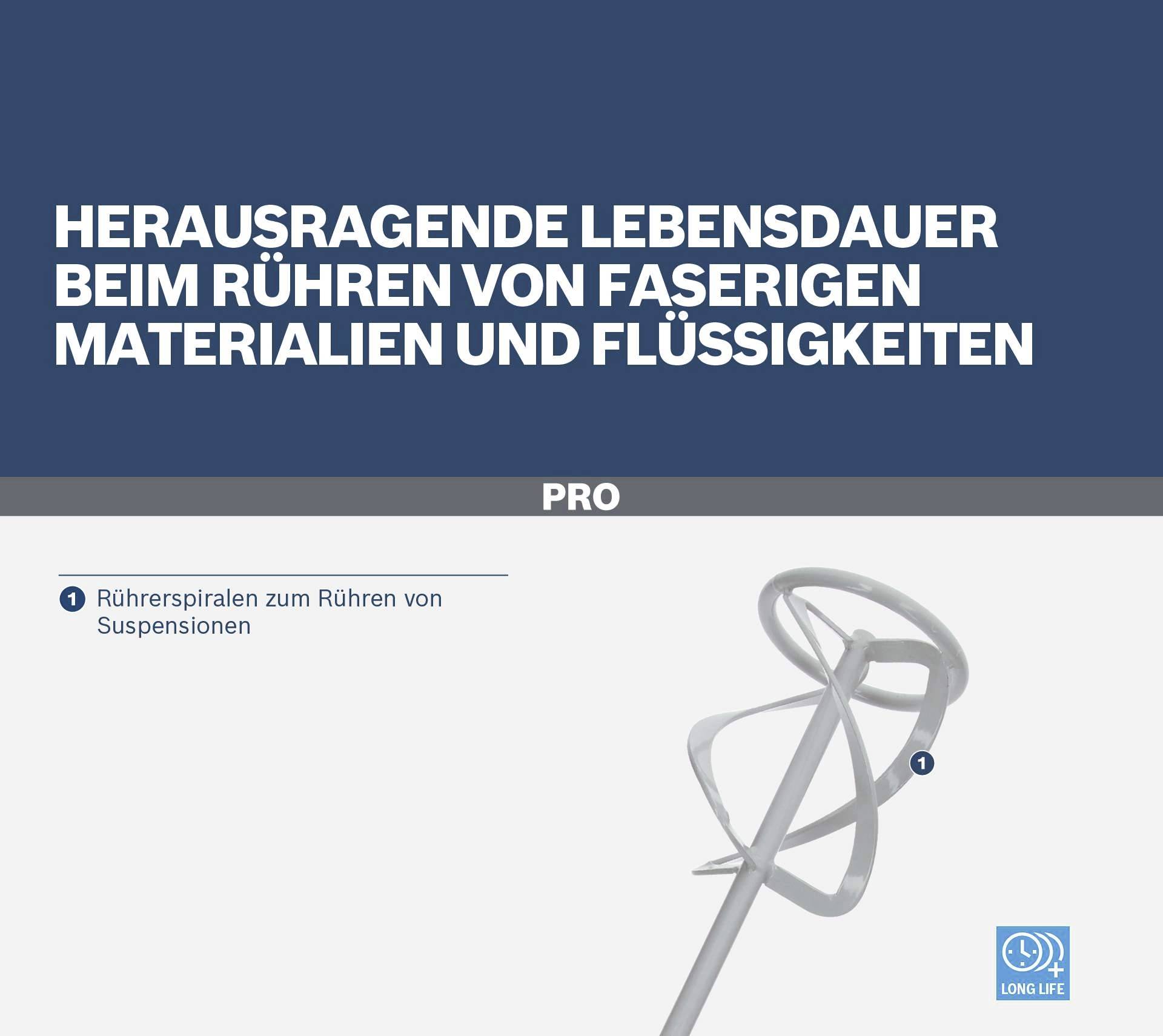 Herausragende Lebensdauer beim Rühren von faserigen Materialien und Flüssigkeiten. Abgebildet ist eine Rührerspirale.