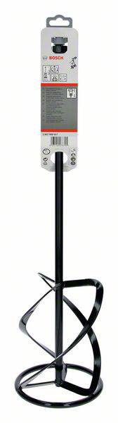 Rühraufsatz mit langer Stange und spiralförmigem Ende, geeignet für das Mischen von Baumaterialien wie Farbe oder Mörtel.