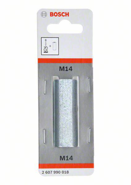 Verpackung eines Bosch M14 Einsatzes, silber, mit Produktnummer 2 607 990 018.