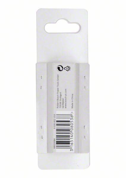 Rückseite einer weißen Verpackung mit Barcode und Recycling-Symbolen. Oben ein Loch zur Aufhängung. Text teilweise sichtbar.