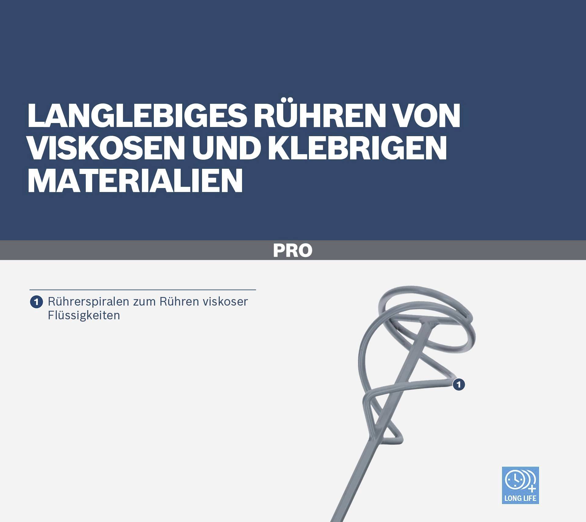 Langlebiges Rühren von viskosen und klebrigen Materialien. Rührerspiralen zum Rühren viskoser Flüssigkeiten.