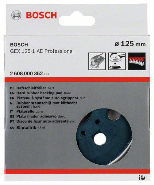 Bosch Accessories 2608000352 Schleifteller hart, 125 mm, für GEX 125-1 AE Professional Durchmesser 125 mm Passend für (Details) Exzenterschleifer GE