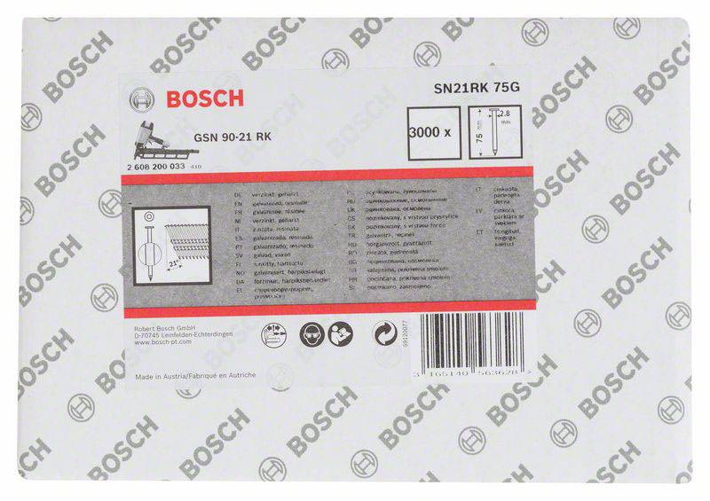 Verpackung mit Bosch-Schleifblättern, Größe 90-21 RK. Details über Modelle, Produktnummern und Herstellerinformationen sind sichtbar.