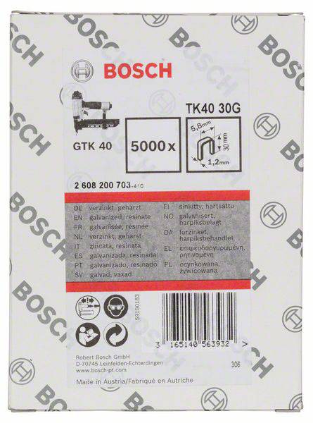 Bosch Accessories 2608200703 Schmalrückenklammern 5000 St. Abmessungen (L x B) 30mm x 5.8mm