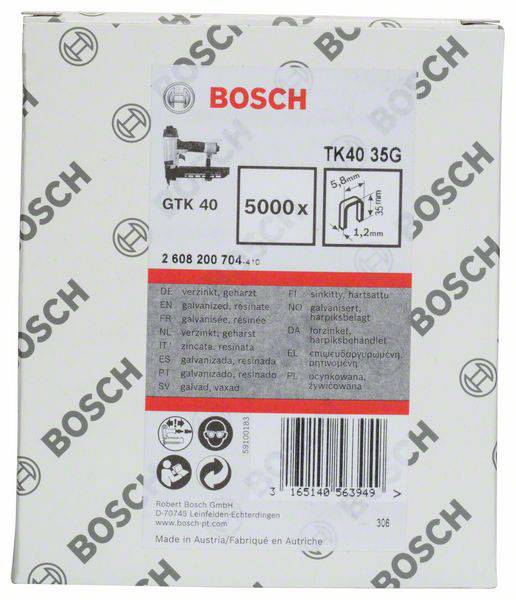 Bosch Accessories 2608200704 Schmalrückenklammern 5000 St. Abmessungen (L x B) 35mm x 5.8mm