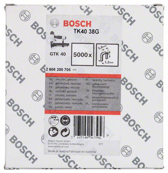 Bosch Accessories 2608200705 Schmalrückenklammern 5000 St. Abmessungen (L x B) 38mm x 5.8mm