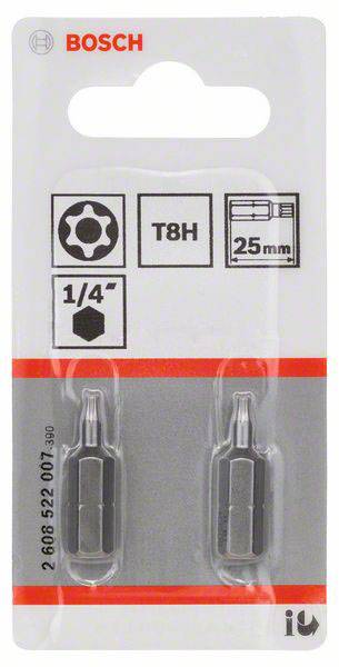 Verpackung von Bosch T8H Schrauberbits, 25 mm Länge, 1/4