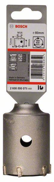 Metallbohrkrone von Bosch mit Verpackung, Durchmesser 76mm, geeignet für Tiefe bis 50mm. 2 608 550 075 aufgedruckt. Made in Germany.