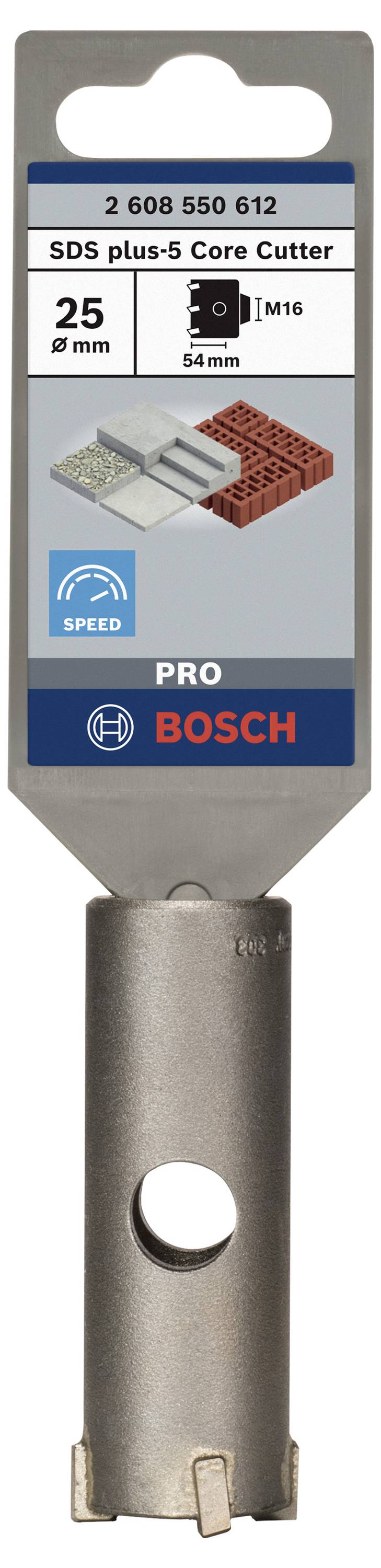 SDS plus-5 Bohrkrone, 25 mm Durchmesser, 50 mm Länge, geeignet für Beton und Mauerwerk, Bosch Pro Serie.