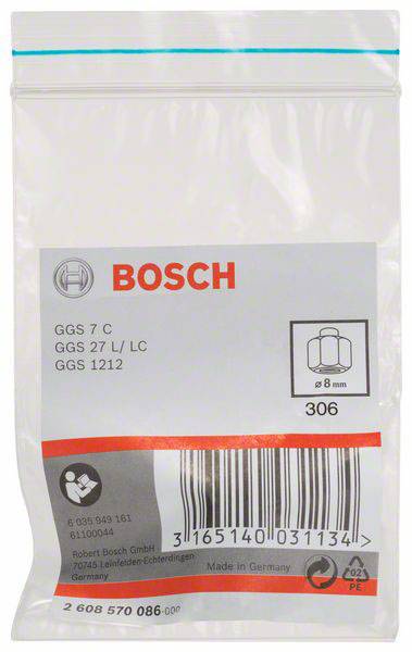Bosch Accessories Spannzange mit Spannmutter, 8 mm, für Bosch-Geradschleifer 2608570086 Durchmesser 8mm