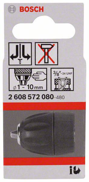 Schnellspannbohrfutter bis 10 mm, D: 1 bis 10 mm, A: 3/8 Zoll - 24 Bosch Accessories 2608572080