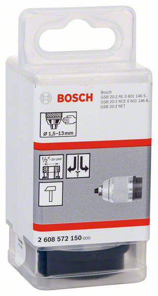 Bosch Accessories Schnellspannbohrfutter mattverchromt, 1,5 bis 13 mm, 1/2 Zoll bis 20 2608572150