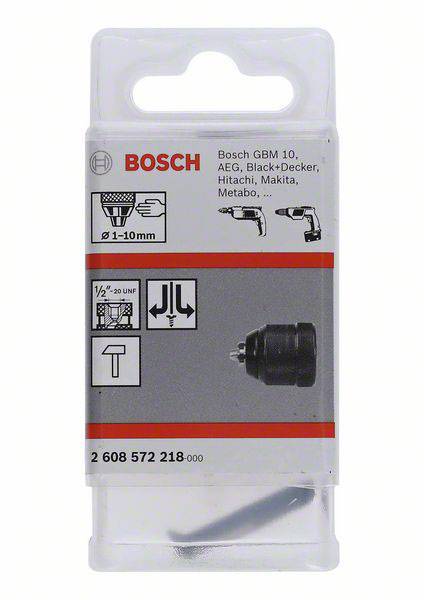 Bosch Accessories Schnellspannbohrfutter bis 10 mm, 1 bis 10 mm, 1/2 Zoll bis 20 2608572218
