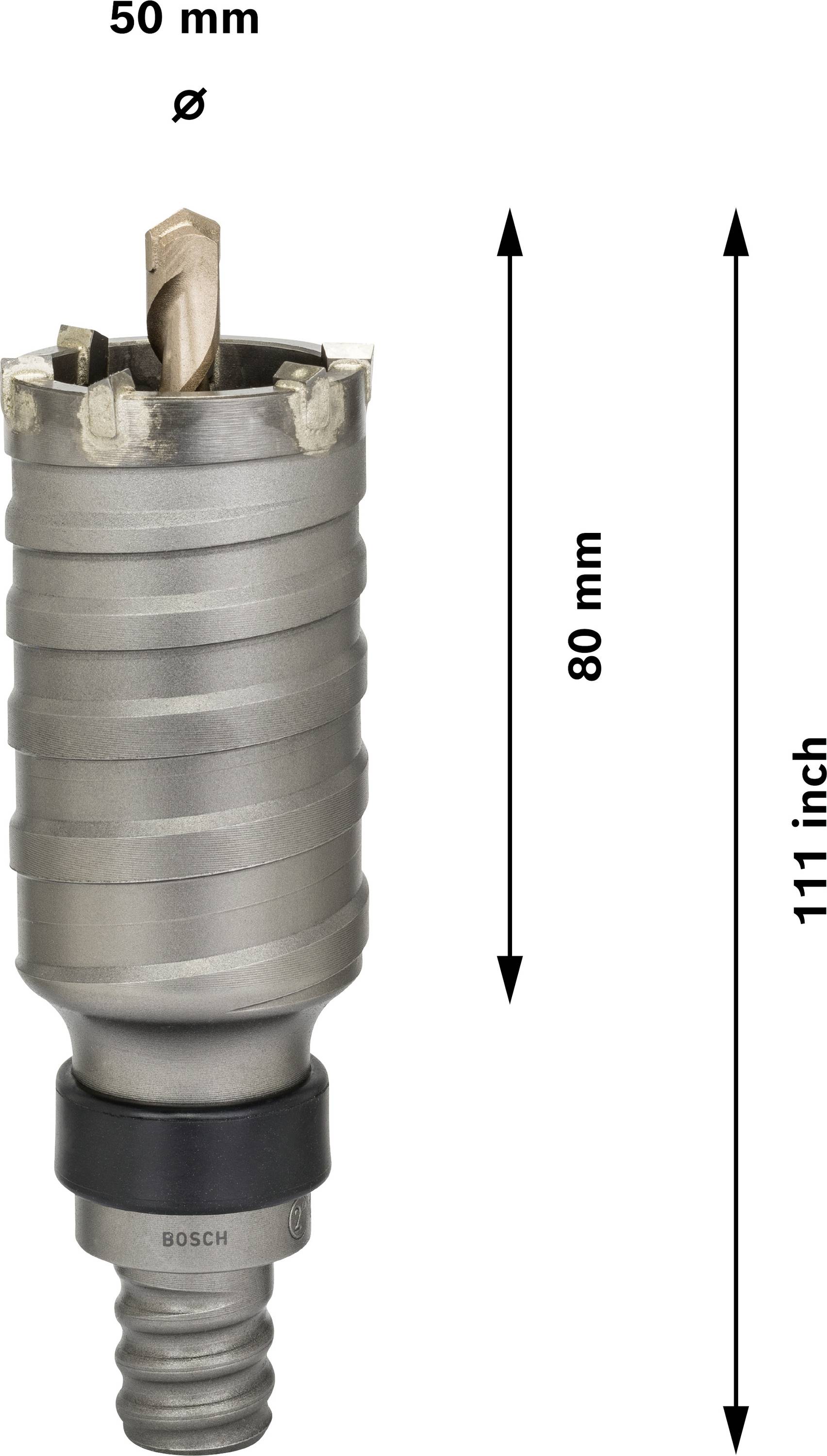 Bohrkrone, Durchmesser 50 mm, Länge 80 mm.