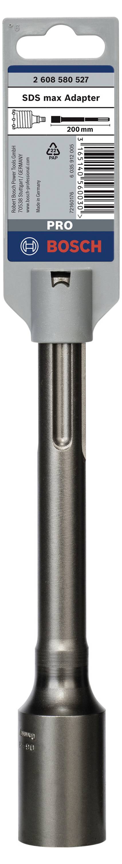 'Langer Adapter SDS max' von Bosch, 2608550177. Geeignet für Elektrowerkzeuge. Produktverpackung mit Hersteller- und Produktinformationen.