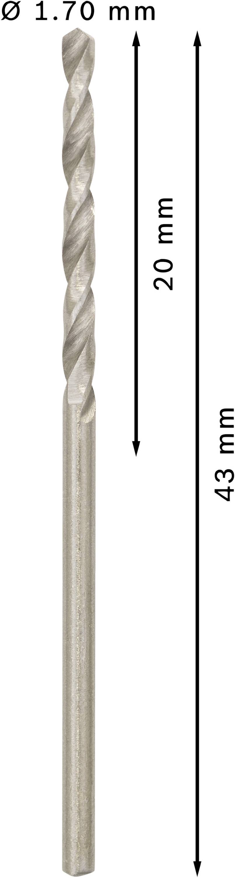 Bosch Accessories 2608585472 HSS Metall-Spiralbohrer 1.7mm Gesamtlänge 43mm geschliffen DIN 338 Zylinderschaft 10St.