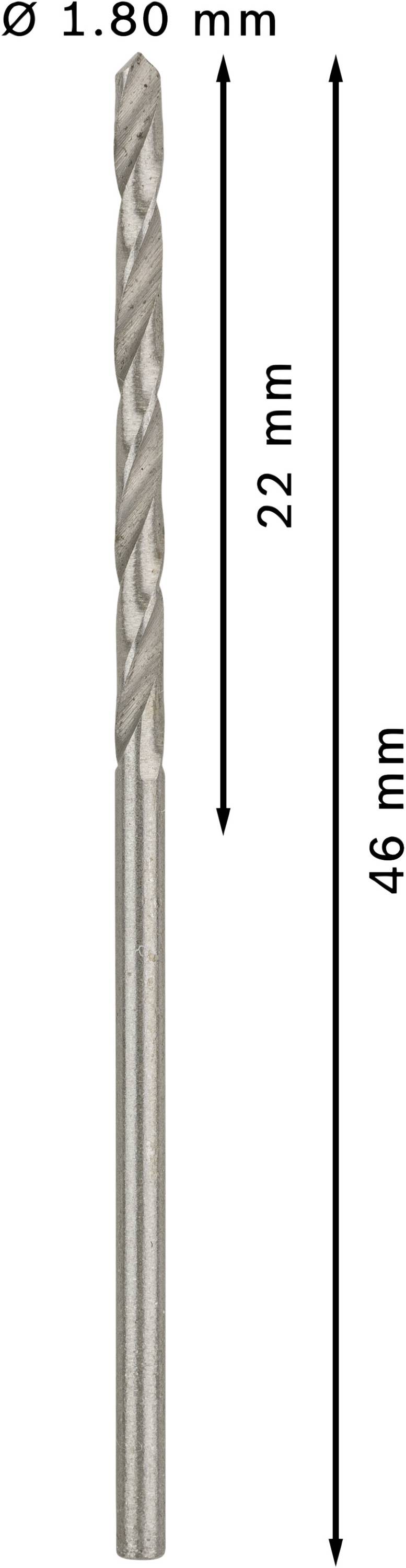 Bosch Accessories 2608585473 HSS Metall-Spiralbohrer 1.8mm Gesamtlänge 46mm geschliffen DIN 338 Zylinderschaft 10St.