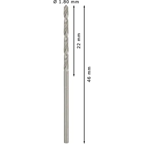 Bosch Accessories 2608585473 HSS Metall-Spiralbohrer 1.8mm Gesamtlänge 46mm geschliffen DIN 338 Zylinderschaft 10St. Bosch Accessories 2608585473 HSS Metall-Spiralbohrer 1.8mm Gesamtlänge 46mm geschliffen DIN 338 Zylinderschaft 10St.