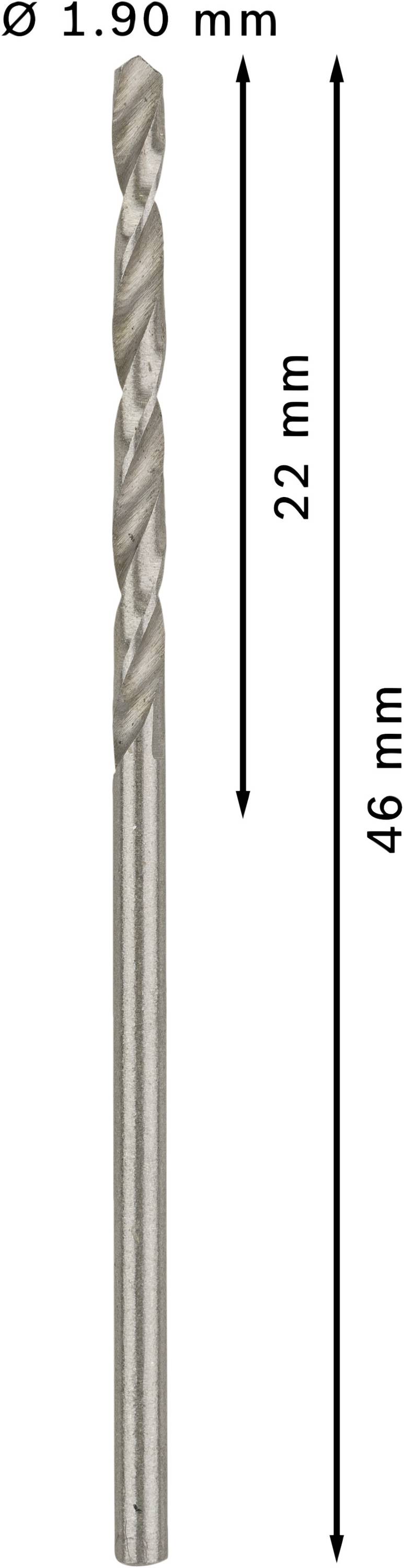 Bosch Accessories 2608585474 HSS Metall-Spiralbohrer 1.9mm Gesamtlänge 46mm geschliffen DIN 338 Zylinderschaft 10St.