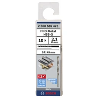 Bosch Accessories 2608585475 HSS Metall-Spiralbohrer 2.1mm Gesamtlänge 49mm geschliffen DIN 338 Zylinderschaft 10St. Bosch Accessories 2608585475 HSS Metall-Spiralbohrer 2.1mm Gesamtlänge 49mm geschliffen DIN 338 Zylinderschaft 10St.