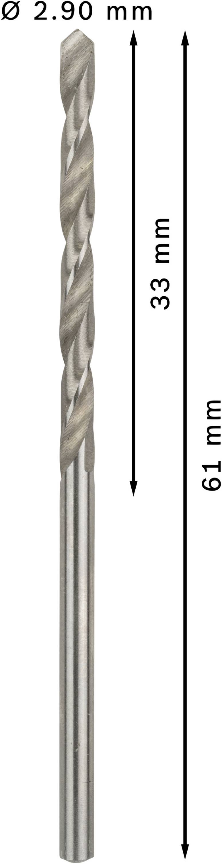 Bosch Accessories 2608585480 HSS Metall-Spiralbohrer 2.9mm Gesamtlänge 61mm geschliffen DIN 338 Zylinderschaft 10St.