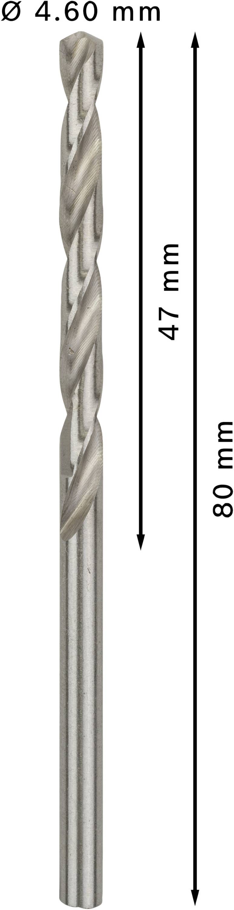 Bosch Accessories 2608585488 HSS Metall-Spiralbohrer 4.6mm Gesamtlänge 80mm geschliffen DIN 338 Zylinderschaft 10St.