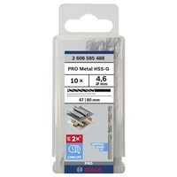 Bosch Accessories 2608585488 HSS Metall-Spiralbohrer 4.6mm Gesamtlänge 80mm geschliffen DIN 338 Zylinderschaft 10St. Bosch Accessories 2608585488 HSS Metall-Spiralbohrer 4.6mm Gesamtlänge 80mm geschliffen DIN 338 Zylinderschaft 10St.