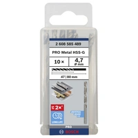 Bosch Accessories 2608585489 HSS Metall-Spiralbohrer 4.7mm Gesamtlänge 80mm geschliffen DIN 338 Zylinderschaft 10St. Bosch Accessories 2608585489 HSS Metall-Spiralbohrer 4.7mm Gesamtlänge 80mm geschliffen DIN 338 Zylinderschaft 10St.