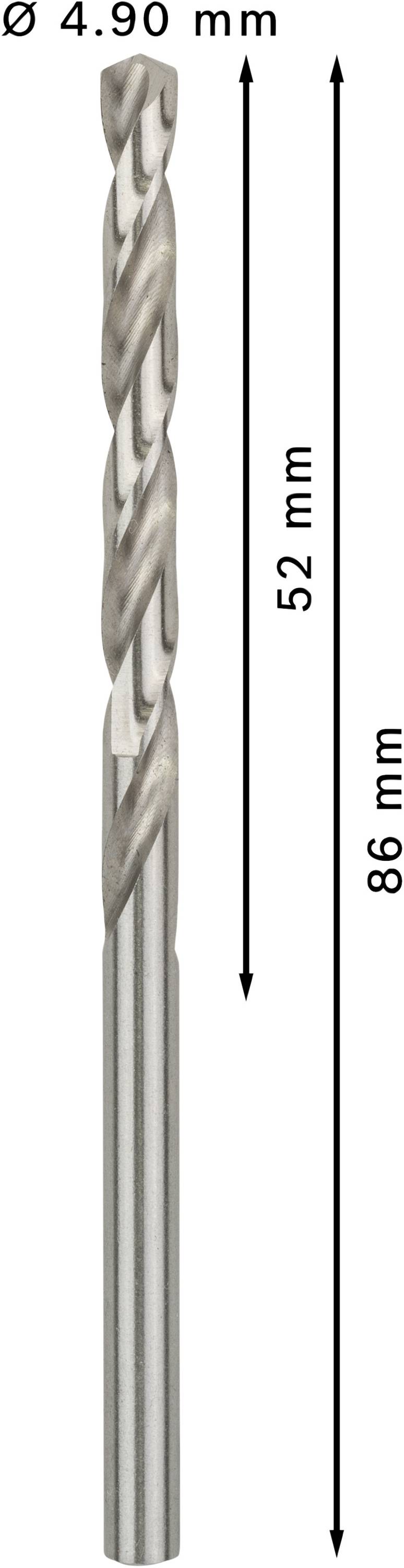 Bosch Accessories 2608585490 HSS Metall-Spiralbohrer 4.9mm Gesamtlänge 86mm geschliffen DIN 338 Zylinderschaft 10St.