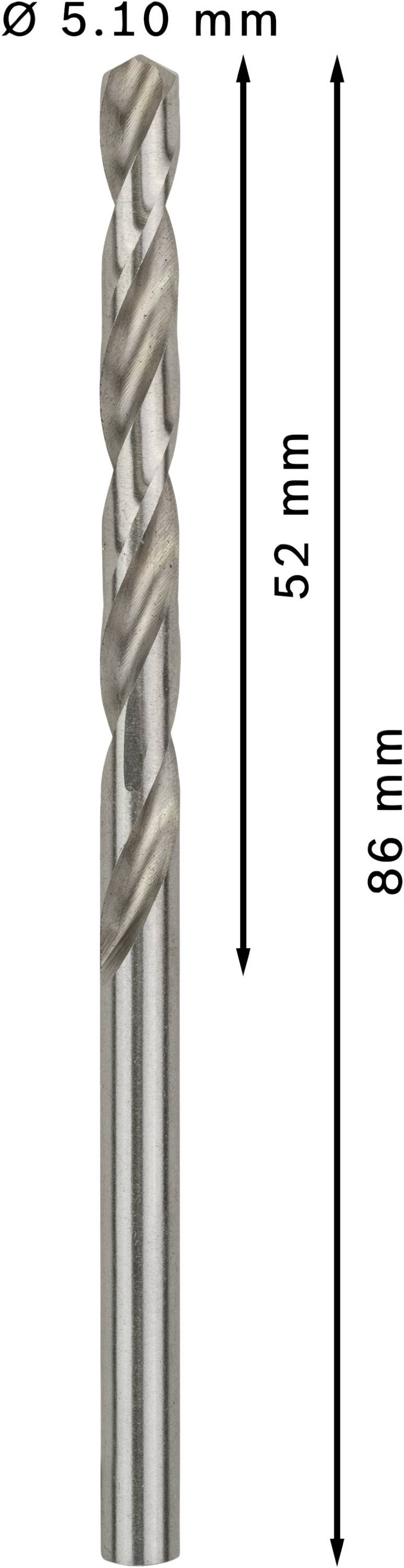 Bosch Accessories 2608585491 HSS Metall-Spiralbohrer 5.1mm Gesamtlänge 86mm geschliffen DIN 338 Zylinderschaft 10St.