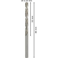 Bosch Accessories 2608585491 HSS Metall-Spiralbohrer 5.1mm Gesamtlänge 86mm geschliffen DIN 338 Zylinderschaft 10St. Bosch Accessories 2608585491 HSS Metall-Spiralbohrer 5.1mm Gesamtlänge 86mm geschliffen DIN 338 Zylinderschaft 10St.