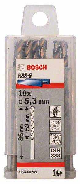 Bosch Accessories 2608585492 HSS Metall-Spiralbohrer 5.3mm Gesamtlänge 86mm geschliffen DIN 338 Zylinderschaft 10St.