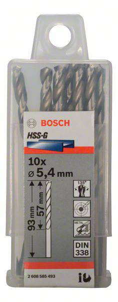 Bosch Accessories 2608585493 HSS Metall-Spiralbohrer 5.4mm Gesamtlänge 93mm geschliffen DIN 338 Zylinderschaft 10St.