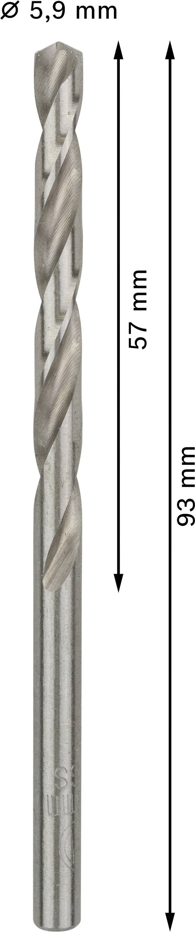 Bosch Accessories 2608585496 HSS Metall-Spiralbohrer 5.9mm Gesamtlänge 93mm geschliffen DIN 338 Zylinderschaft 10St.