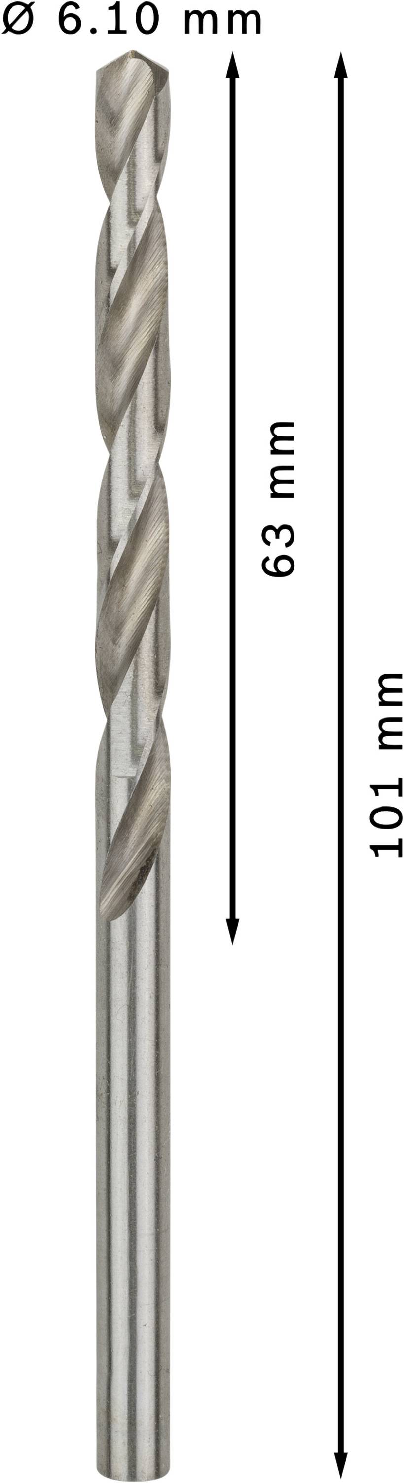 Bosch Accessories 2608585497 HSS Metall-Spiralbohrer 6.1mm Gesamtlänge 101mm geschliffen DIN 338 Zylinderschaft 10St.