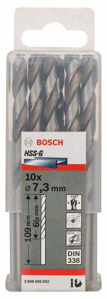 Bosch Accessories 2608585502 HSS Metall-Spiralbohrer 7.3mm Gesamtlänge 109mm geschliffen DIN 338 Zylinderschaft 10St.
