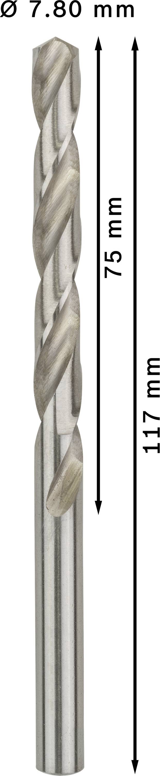 Bosch Accessories 2608585506 HSS Metall-Spiralbohrer 7.8mm Gesamtlänge 117mm geschliffen DIN 338 Zylinderschaft 10St.