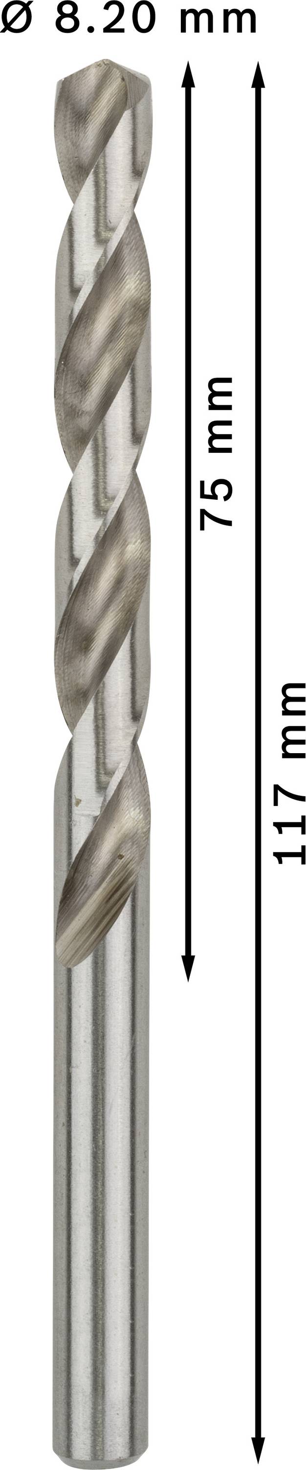 Bosch Accessories 2608585509 HSS Metall-Spiralbohrer 8.2mm Gesamtlänge 117mm geschliffen DIN 338 Zylinderschaft 5St.