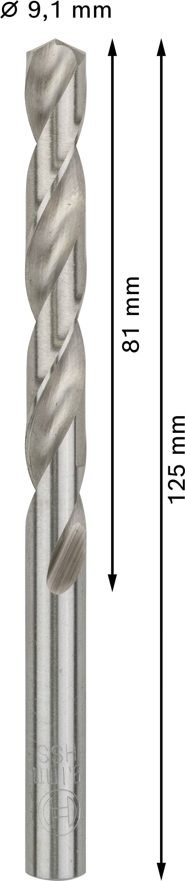 Bosch Accessories 2608585515 HSS Metall-Spiralbohrer 9.1mm Gesamtlänge 125mm geschliffen DIN 338 Zylinderschaft 5St.