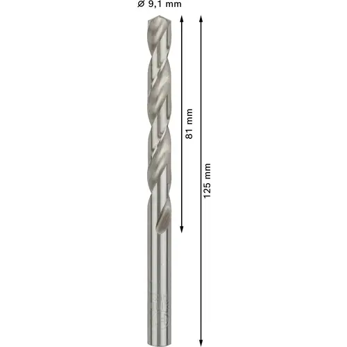 Bosch Accessories 2608585515 HSS Metall-Spiralbohrer 9.1mm Gesamtlänge 125mm geschliffen DIN 338 Zylinderschaft 5St. Bosch Accessories 2608585515 HSS Metall-Spiralbohrer 9.1mm Gesamtlänge 125mm geschliffen DIN 338 Zylinderschaft 5St.