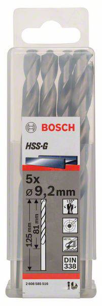 Bosch Accessories 2608585516 HSS Metall-Spiralbohrer 9.2mm Gesamtlänge 125mm geschliffen DIN 338 Zylinderschaft 5St.