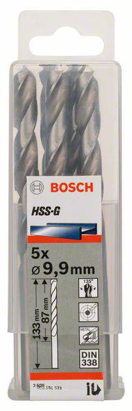 Bosch Accessories 2608585521 HSS Metall-Spiralbohrer 9.9mm Gesamtlänge 133mm geschliffen DIN 338 Zylinderschaft 5St.