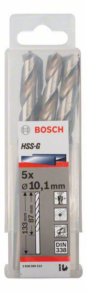 Bosch Accessories 2608585522 HSS Metall-Spiralbohrer 10.1mm Gesamtlänge 133mm geschliffen DIN 338 Zylinderschaft 5St.