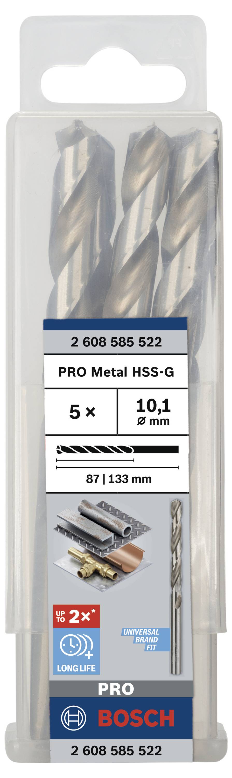 Bosch Accessories 2608585522 HSS Metall-Spiralbohrer 10.1mm Gesamtlänge 133mm geschliffen DIN 338 Zylinderschaft 5St.