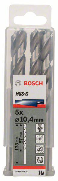 Bosch Accessories 2608585525 HSS Metall-Spiralbohrer 10.4mm Gesamtlänge 133mm geschliffen DIN 338 Zylinderschaft 5St.