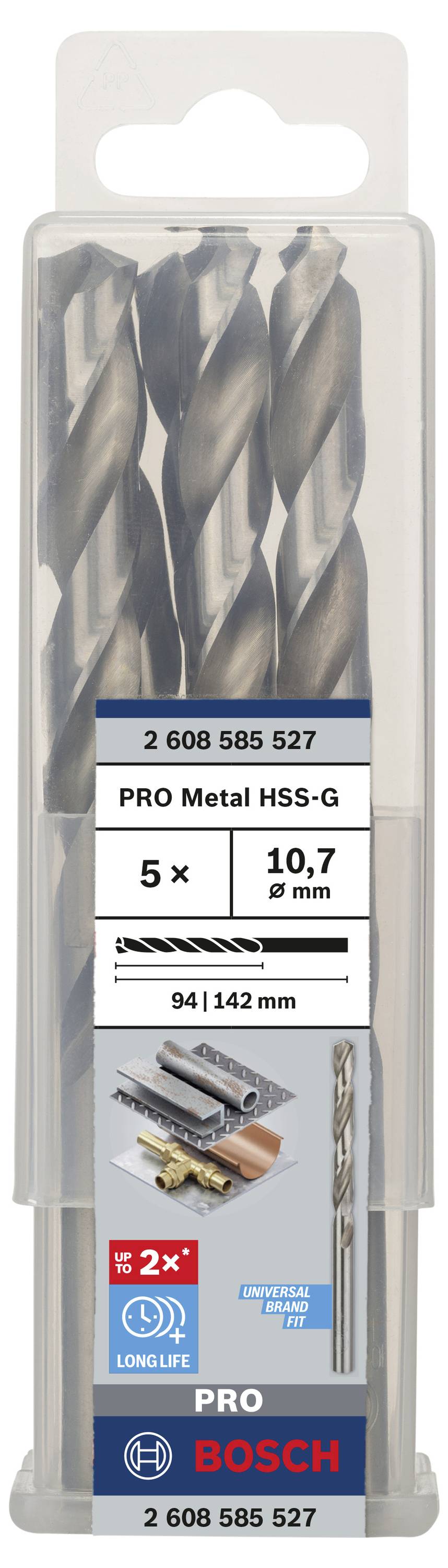 Bosch Accessories 2608585527 HSS Metall-Spiralbohrer 10.7mm Gesamtlänge 142mm geschliffen DIN 338 Zylinderschaft 5St.