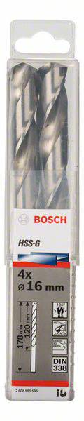 Bosch Accessories 2608585595 HSS Metall-Spiralbohrer 16mm Gesamtlänge 178mm Cobalt DIN 338 Zylinderschaft 4St.