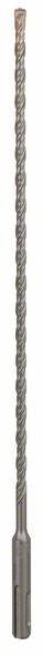 Ein langer Metallbohrer mit spiralförmigem Design, geeignet für das Bohren in Beton oder Mauerwerk.